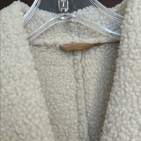 Women’s Tan Faux Suede Sherpa Teddy Jacket Shearling Lined Button Front Size M - Picture 3 of 8
